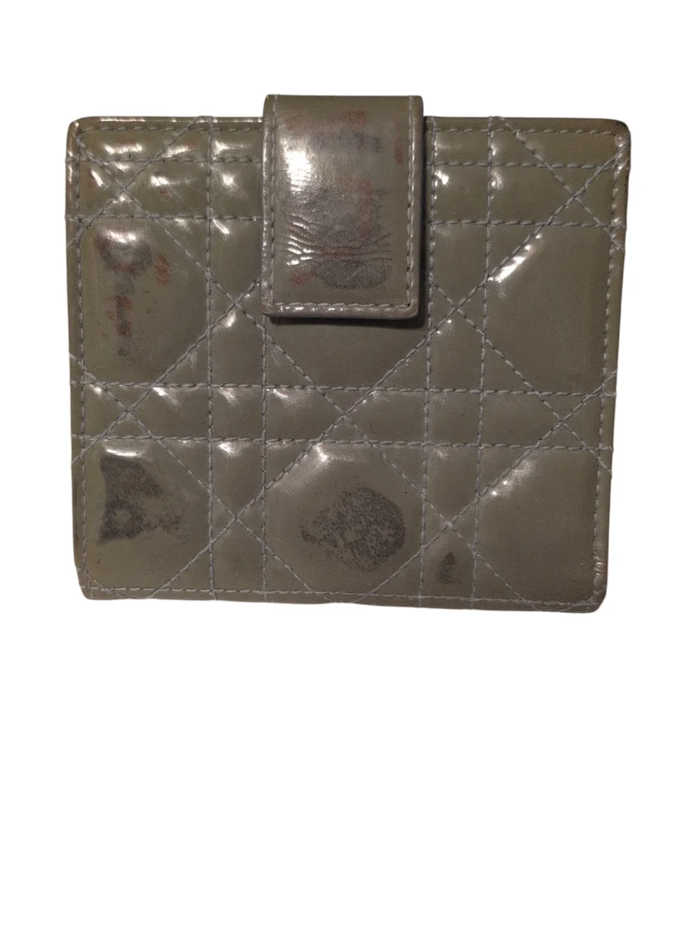 Patent Quilted Gray Snap Wallet